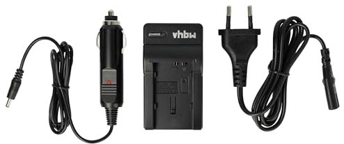vhbw Ladegerät kompatibel mit Canon Legria FS10, FS100, FS11, FS19, FS20 Kamera Camcorder Action Cam-Akku - Ladeschale + Kfz-Adapter