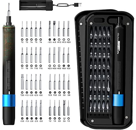 JAKEMY Elektrischer Schraubendreher Feinmechaniker Mini Elektro Schraubendreher Set mit 40 Magnetischen Bits LED-Lichter Wiederaufladbar Akkuschrauber Werkzeug für Brille, PC, Uhren, Kameras