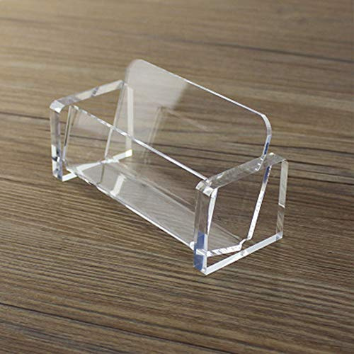 Soporte de acrílico para tarjetas de visita, dispensador de plástico, soporte de exhibición, organizador de tarjetas, caja transparente para escritorio de oficina (1 paquete, transparente)