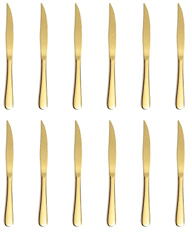 Xingjiake 12-Piece Gold Steak Knives Set, Stainless Steel