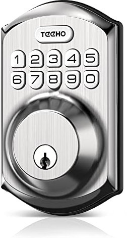 TEEHO TE001 Keyless Entry Door Lock with Keypad - Smart Deadbolt Lock for Front Door with 2 Keys - Auto Lock - Easy Installation - Satin Nickel