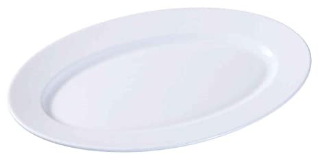 Fuente Ovalada Toledo Fabricado en Vidrio Opal, Ideal para Servir postres o Aperitivos, Apto para lavavajillas. 2,5 x 26 x 35,5 cm