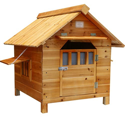 Hundehaus Outdoor Holz Hundehütte aus natürlicher Tanne, Geeignet für kleine, mittlere und große Hundevillen, Sonnenblende/mit abschließbarer Tür (Color : Primary Color, S : 56 * 45 * 48cm)