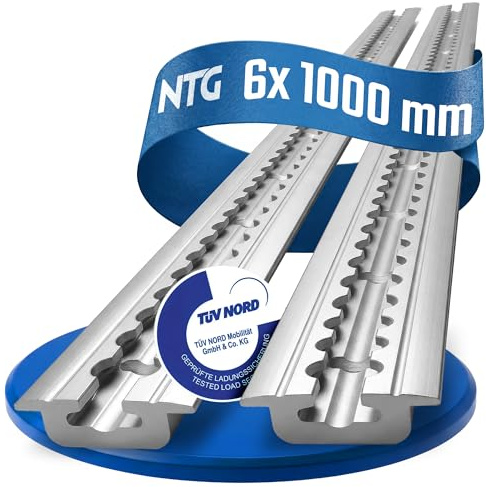 NTG 6 STK Alu flygskena 1 m/1 000 mm – TÜV-certifierad golvprofil lastbil