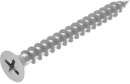 SECCARO Tornillo para madera aglomerada, 6 x 60 mm, acero inoxidable, V2A, VA A2, rosca completa, 100 unidades