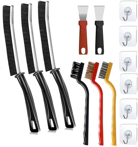 Cepillo de Limpieza de Grietas, Cepillo de Limpieza de Hendiduras de Cerdas Duras, Cepillo Limpieza Hogar, Cepillo de Limpieza Multifuncional con Diseño de Mango para Juntas para Ventanas Baño Cocina