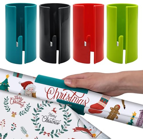 Eurtes Presentpappersskärare, 4 stycken presentpappersskärare, wrapping pappersskärare, presenthållare omslagsskärare för jul, halloween, födelsedag, semester och hantverk