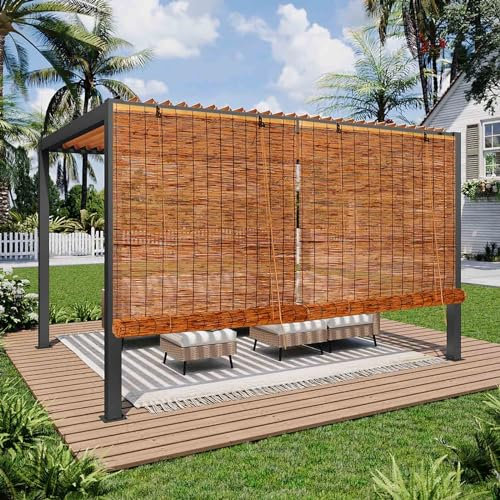 Bamboo Blinds Window Shutters Outdoor Roller Blinds waterproof Roman Blinds 50 55 60 65 70 85 90 105 110 120 125 130 140 150 155 160cm Wide Easy to Install Sun Screen Privacy for Garden Kitchen