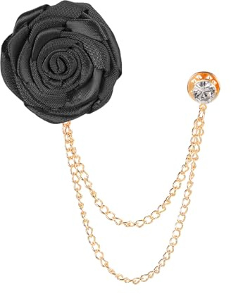 PATIKIL Broche de Flor de Rosa Alfiler de Solapa para Trajes de Hombre Accesorios de Traje Alfileres de Flor Moda de Hombre Novio Boda Cumpleaños Graduación Fiesta Negro