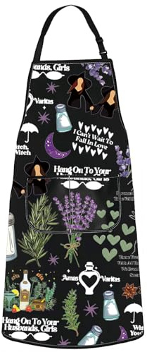 WZMPA Sisters Apothecary Kitchen Apron Magic Witches Gift Salt Rosemary Lavender Love Apron Midnight Margaritas Merch, Hang on to Ap