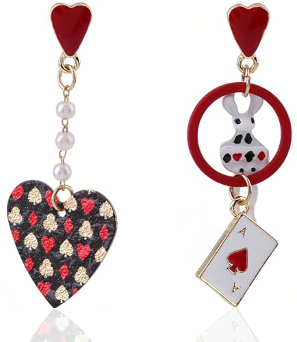 Clyhon Orecchini con Carte da Gioco Ciondolo a Forma di Cuore Moda Gioielli Ipoallergenici, Regalo di Natale San Valentino e Ringraziamento