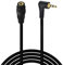 TECHZOCO Cable Audio alargador Extensor, Conector Jack 90° Audio Estéreo 3,5 mm Macho a Hembra, 1 Metro, Negro, Apto para Altavoces, Auriculares, Móvil, Tablet, MP3