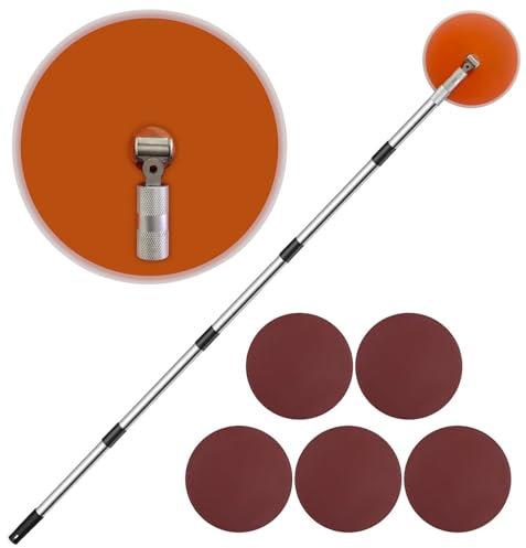 Levigatrice radiale per cartongesso per lavori di ristrutturazione domestica, levigatrice radiale da 203 cm con asta di estensione regolabile per pareti e soffitti, + 5 fogli abrasivi (grana 80, 120