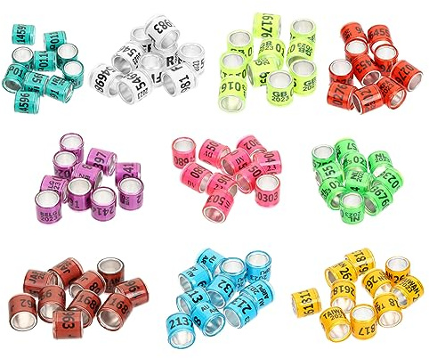 Sosoport Anneaux de Pattes de Pigeon Style Mixte Compact Plusieurs Styles en Aluminium Plastique 100pcs, Facile à Utiliser, Artisanat Fin Couleur Aléatoire pour Identification des Pigeons
