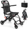 Faltbarer Rollstuhl, leichter Transportrollstuhl, kompakter Aluminium-Rollstuhl für Erwachsene, Behinderte Mobilität, schmale Sitzfläche, 40 cm, tragbarer Reise-Rollstuhl, medizinischer Stuhl (schwarz