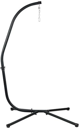 Masyardi Hammock Chair Stand Only, Heavy Duty Steel C-Stand with Spring Hook, Max Load 135 KG, for Indoor & Outdoor, Black