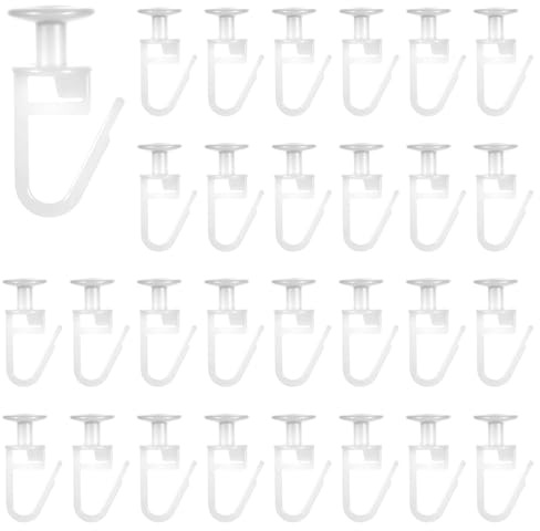 100pcs Curtain Hooks Track White Plastic Curtains Track Clips with 10mm Head Curtain Rail Gliders for Ceiling Folding Hanging Hooks Curtains Hanging Clips for Room and Dividers Rv Ceiling Drape