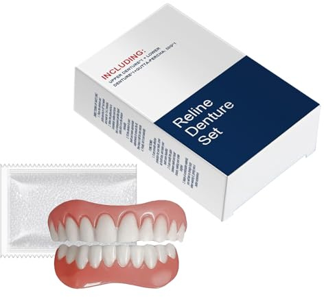 Clawrex Zahnersatz zum Aufstecken, Prothesen Unterfütterung Silikon Gebiss, Silikon Reline Gebiss Set, Zahnersatz zum Aufstecken, Silicone Reline Denture Set, Kosmetische Zähne Temporäre Prothesen