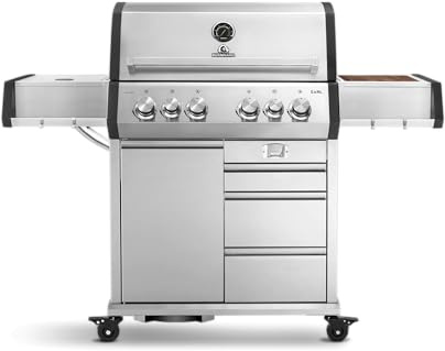 BURNHARD® Gasgrill 4-Brenner inkl. Heckbrenner, mit Gusseisen Grillrost & inkl. stabiler Abdeckhaube, Seitenkochfeld mit Infrarot Keramikbrenner - Big EARL