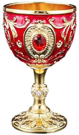 Qianly Cáliz de Metal para Agua con Diseño, Ideal para Champán Y Cócteles, Oro Rojo, Individual