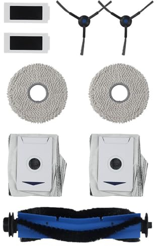 Lawnoval Kit di pezzi di ricambio T30MaxProOmni Spazzatrice per pavimenti, set da 9 pezzi con spazzola principale, spazzole, filtri, sacchetti per la polvere e panni per mocio