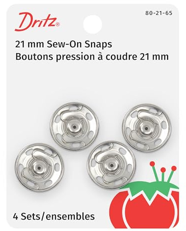 Dritz Sew-On Snaps, Nickel-Plated Brass, Size 10
