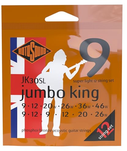 Rotosound Cordes pour Guitare Acoustique JUMBO KING 12-cordes JK30SL Super Light 9-42