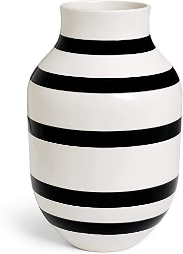 Kähler Vase H31 cm Omaggio Originaldesign mit handgemalte Streifen, schwarz