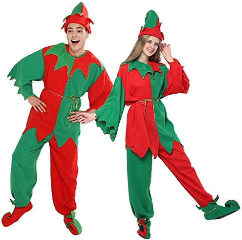 EraSpooky Adulti Elfo Costumi Uomo o da Donna Natale Grotto Party Costume