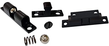 QCAA Solid Brass Double Ball Catch, 60mm, with#304 Stainless Steel Ball & Tension Spring, Matte Black, 2 Pack, Made in Taiwan