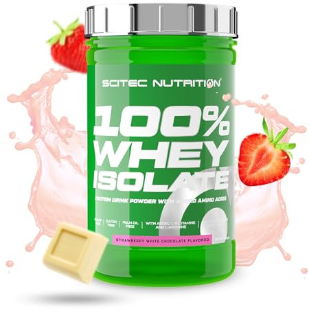 Scitec Nutrition 100% Whey Isolate, Boisson en poudre aromatisée avec isolât de protéines, L-glutamine, L-arginine et édulcorants, sans sucre, sans gluten, 700 g, Fraise-Chocolat blanc