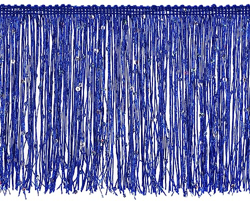 uxcell 1 Yard of 15cm/6 Sequin Fringe Trim Sparkling DIY Fringe Tassel Trim Ribbon for Costume Clothes DIY Sewing Crafts Decoration, (3.28 ft/1m) Blue