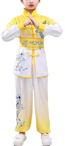 Libaobaoyo Kids Martial Arts Uniform Kung Fu Suit Taichi Performance Clothing Set with Belt for Boys Girls