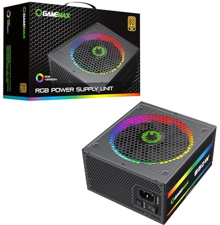 GameMax RGB 850W Pro Modular 80 Plus Gold Power Supply With 14cm ARGB Fan | Black