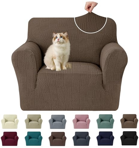 Ystyle Housse Canapé 1 Place(78-116cm) avec Accoudoirs, Universelle Couvre Canapé Extensible, Sofa Cover pour Meubles Protection pour Chiens et Chats, Moderne Housse Fauteuil, Marron