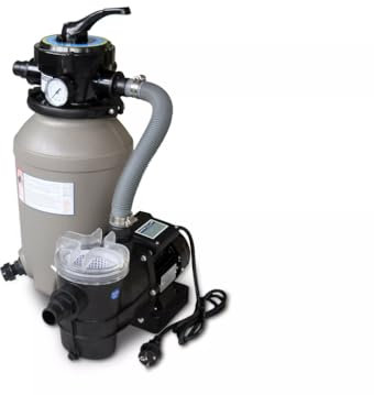 Karibu Sandfilteranlage Klein, 30cm Filterkessel + Quarzsand, 4500-7500 l/h Pumpe, Poolfilter für Schwimmbecken, 230V Anschluss, Einfache Reinigung und Wartung, Silber Hochwertige Wasserqualität