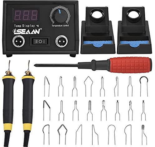 Helangel Herramienta para pirograbado, kit de pirograbado con pantalla digital de 60 vatios, 33 puntas de alambre, temperatura ajustable de 0 a 850 °C y 2 bolígrafos para madera y cuero