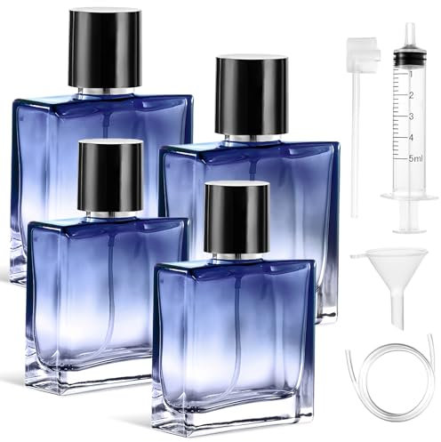 BORDEAG 4 Pièces Flacon de Parfum Vaporisateur en Verre - 2 x 50 Ml + 2 x 100 Ml Rechargeable