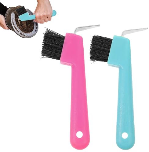 2 Stück Hufkratzer Pferdekopf Hufauskratzer,Hufkratzer Für Pferde,Hufauskratzer Für Pferde,Mit Bürste 2 In 1 Hufauskratzer Pferdepflege Zubehör Für Saubere Hufe Zur Hufpflege, Zufällige Farbe