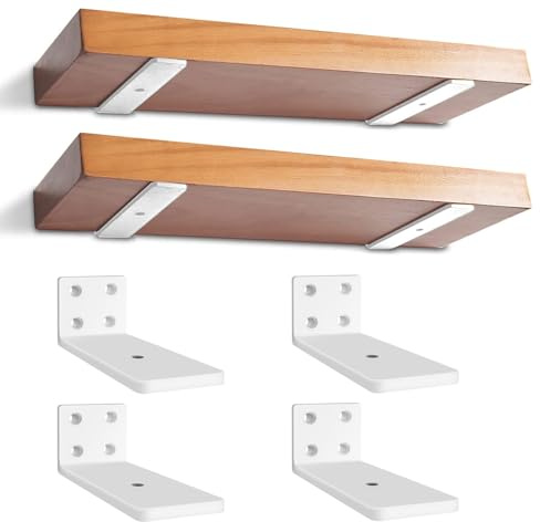 4 Pzs Escuadras para Estanterias, 10cm Soportes para Estanterías, Escuadras Metalicas, Soportes Balda Flotante Pared de Estantería para Cocina | Dormitorio | Estudio (Blanco)