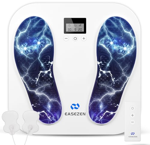EaseZen Foot Massager for Neuropathy, Rechargeable TENS EMS Foot Stimulator with 10 Modes 20 Intensities, Feet Circulation Stimulator for Neuropathy, Plantar Fasciitis, Gifts for Mom Dad
