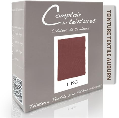 COMPTOIR DES TEINTURES – Teinture Textile – Mélange Auburn (pour 1kg linge) – Teintures Durables pour Draps, Serviettes et Nappes – Facile à Utiliser en Machine à Laver ou à la Main