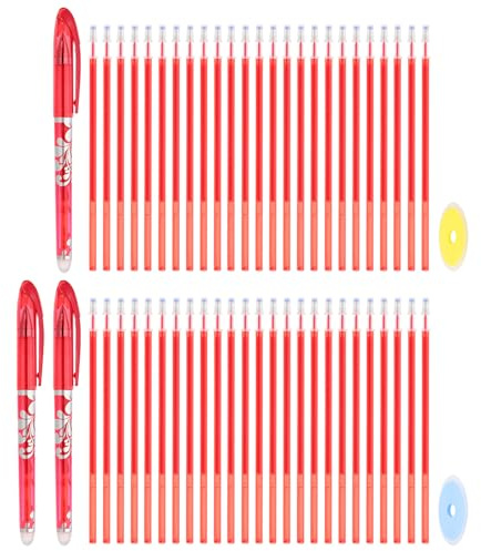 PATIKIL 3Pack Erasable Gel Pens with 50 Refills & 2 Erasers, 0.5mm Heat Erasable Pens for Fabric Red Ink Fabric Markers for Sewing Quilting Planner Writing
