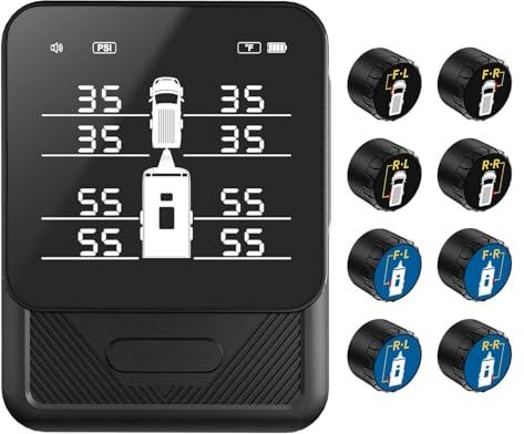 AUTOSIRS RV Tire Pressure Monitoring System, with 8 Sensors, TPMS, Smart Sensors, Trailer Tire Pressure Monitoring System for RV Travel Trailer Camper Compatibility Exceeds Industry Standards