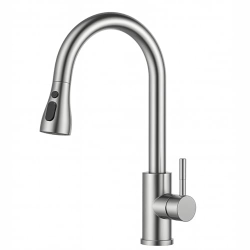 Rubinetto Lavabo con Doccetta Estraibile 65 cm | Miscelatore Flessibile in Acciaio Inox con 2 Getti e Kit di Fissaggio Incluso