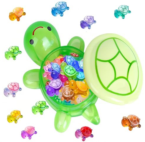 HXJFGDM XXL Glow in the Dark Turtle Family - 51 Pcs Luminous Resin Sea Turtle Miniatures for Outdoor Garden Decor, Aquarium Fish Tank Ornament, DIY Fairy Garden & Terrarium Accessories