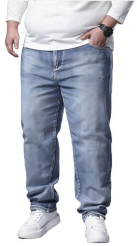 AHMXYG Pantalones Vaqueros para Hombre, Pantalones Vaqueros Holgados Talla Grande Suelto Pantalon Denim Jeans Corte Recto NZK01