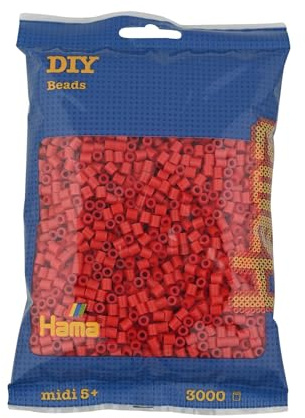 HAMA Bolsa de perlas | Aprox. 3000 cuentas midi fusibles para manualidades y mosaicos | Perlas de fusión para niños creativos 5+ | Juego de arte y decoración | red