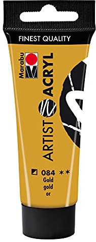Marabu 12200055084 - Artist Acryl Gold 084, 22 ml, feine Acrylfarbe in Künstlerqualität, auf Wasserbasis, pastose Konsistenz, hoch pigmentiert, sehr gute Brillanz und Deckkraft