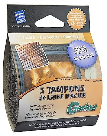 Nettoyant pour Vitres d’Insert Poêles et Cheminée – Laine d’Acier qui Nettoie les Suies et Traces sur les Vitres sans Rayer ni Abimer la Surface